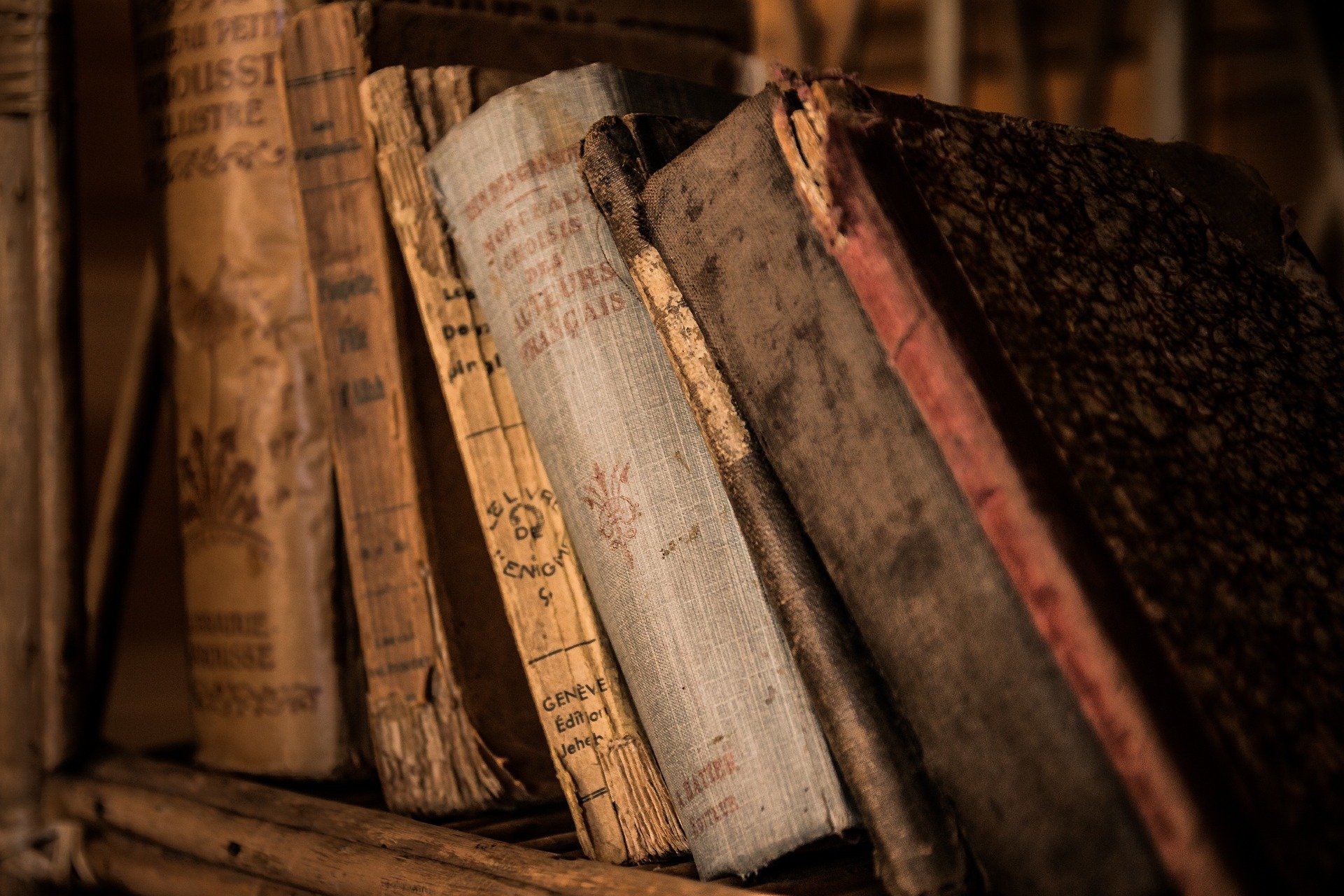 A stack of dusty old books.